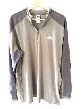 The North Face Men's Olive & Gray TKA 100 1/4-Zip Fleece Pullover Gorpcore